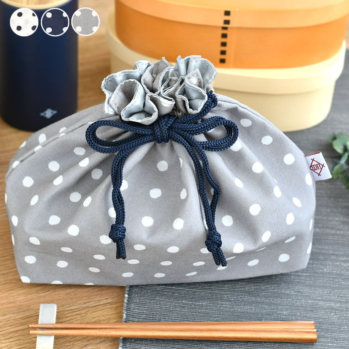 Rakuten - 【6月25日はポイント最大10倍祭!!】ランチバッグ 巾着 サブヒロモリ うまいや ランチ巾着 弁当袋 大人 コットン 給食袋 シルバーコーティング 通勤 通学 シンプル 綿 ドット ランチ モダン お洒落 おしゃれ 和 水玉 豆絞り マチ