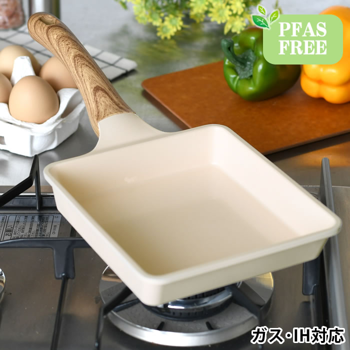 エッグパン IH フライパン ih HANAKO セラミックフライパン エッグパン くっつかない ナチュラル 無害 おしゃれ ホワイト 軽量 木目調 ガス火 pfoaフリー PFAS FREE かわいい