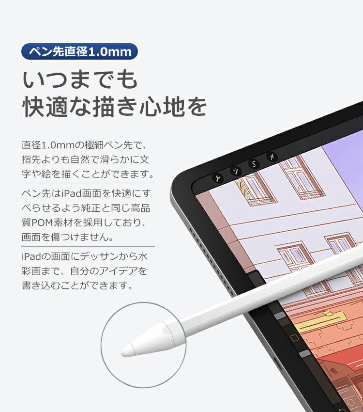 オンラインショップ Ipad タッチペン ペン先付き 線の太さ自動調節 途切れ 遅延 ズレ 誤操作防止 時間連続 絵描き イラスト 仕事 ビジネス 学業 勉強 プレゼント スタイラスペン 極細 Air4 第8世代 第7世代 Air3 Pro 11 12 9 Mini5 ペンシル デジタル ペン パーム
