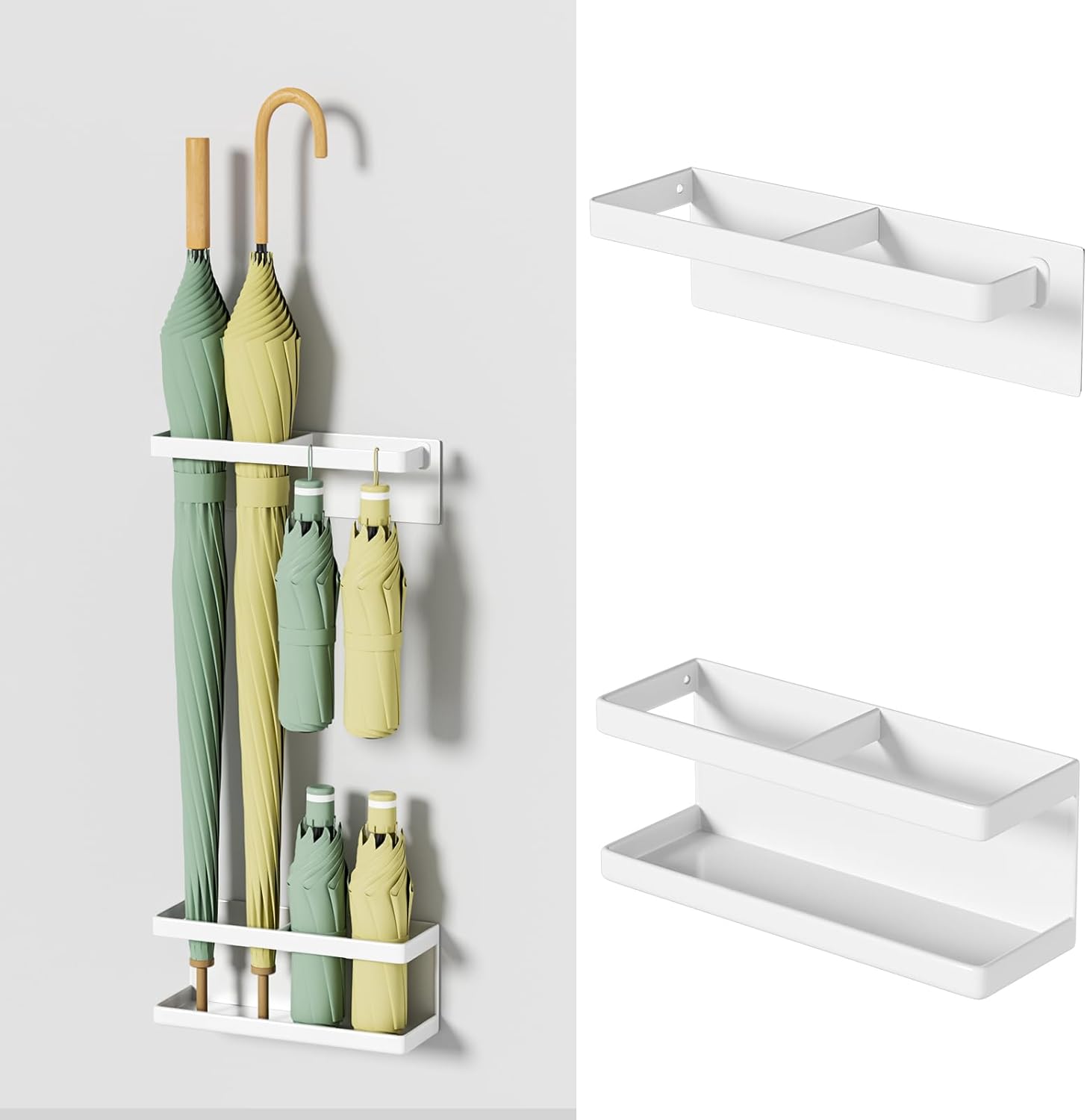 傘立て マグネット フック付き アンブレラスタンド 玄関収納 傘入れ トレー付き 多機能傘収納 玄関の壁..