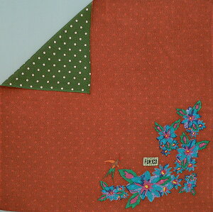 \5%OFFクーポン配布中/風呂敷 約70cm ちりめん 二巾 FUKICO 両面染 縮緬 友禅 ふろしき 花と鳥 ブラウン/グリーン レーヨン100% 名入れ可 日本製 おしゃれ 一升餅 一生餅 1歳 誕生日 重箱用 風呂敷専門店 お土産 メール便 送料無料 バレンタイン 2021