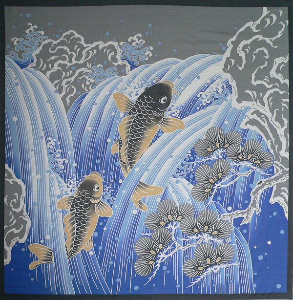 \5%OFFクーポン配布中/風呂敷 大判 サイズ 118cm 開運ふろしき 鯉の滝登り こいのぼり 名入れ可 日本製 おしゃれ 一升餅 一生餅 1歳 誕生日 エコバッグ リュック タペストリー 風呂敷専門店 お土産 ギフト メール便 送料無料 バレンタイン 2021