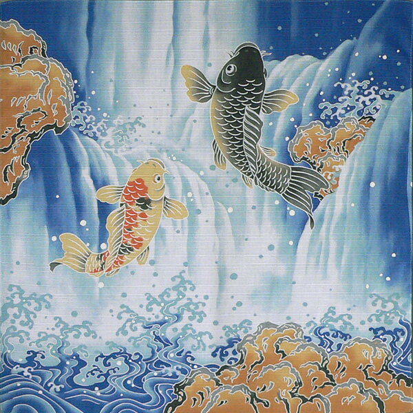 \5%OFFクーポン配布中/風呂敷 お弁当 50cm 開運ふろしき 鯉の滝登り こいのぼり 名入れ可 日本製 おしゃれ かわいい 和柄 チーフ ラッピング タペストリー 風呂敷専門店 お土産 プチギフト ポイント消化 メール便 送料無料 バレンタイン 2021