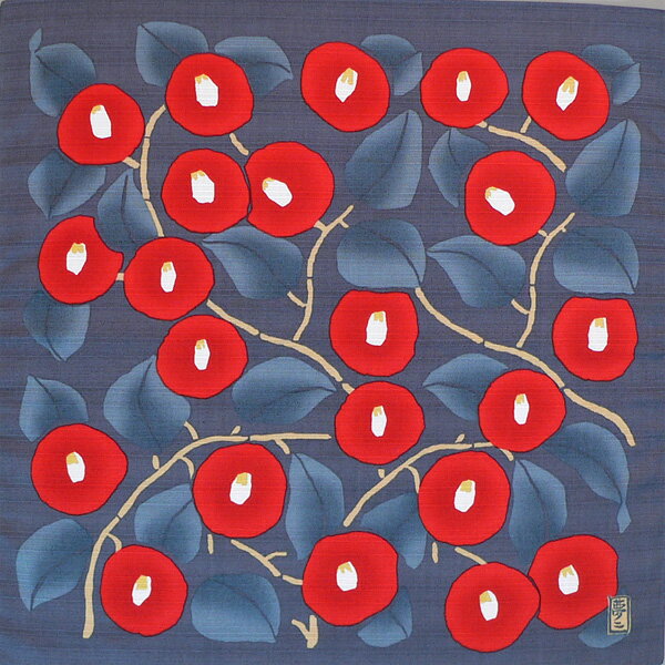 \5%OFFクーポン配布中/風呂敷 お弁当 48cm 竹久夢二 つばき 青ねず 綿 ふろしき 名入れ可 日本製 おしゃれ かわいい 和柄 子供 おべんとう チーフ ラッピング 風呂敷専門店 お土産 サイズ プチギフト ポイント消化 冬 メール便 送料無料 バレンタイン 2021