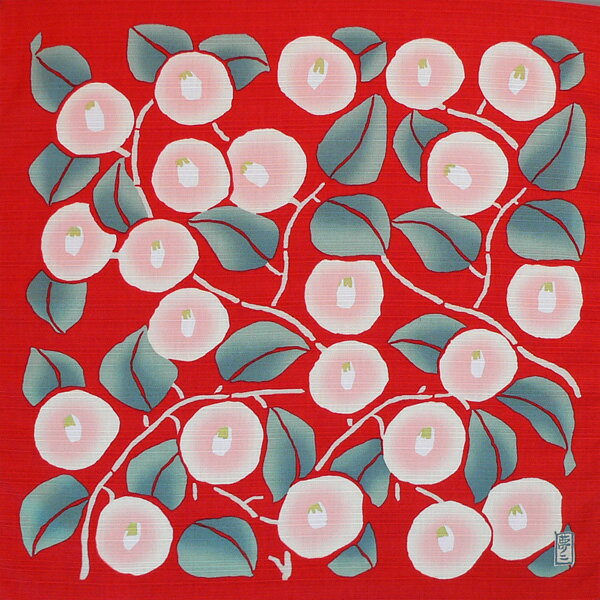 \5%OFFクーポン配布中/風呂敷 お弁当 48cm 竹久夢二 つばき 赤 綿 ふろしき 名入れ可 日本製 おしゃれ かわいい 和柄 子供 タペストリー チーフ ラッピング 風呂敷専門店 お土産 サイズ プチギフト ポイント消化 冬 メール便 送料無料 バレンタイン 2021