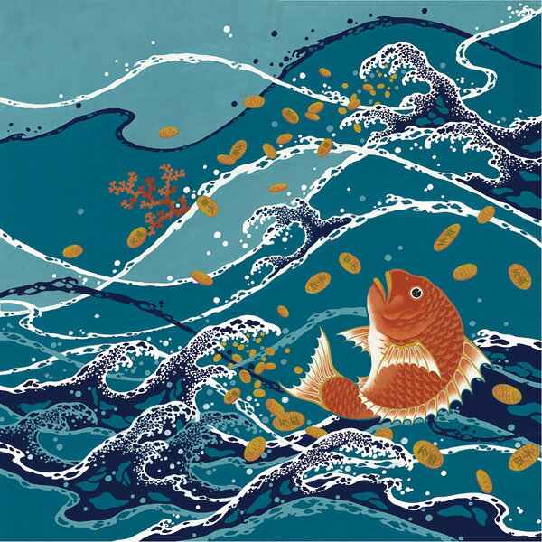 \5%OFFクーポン配布中/風呂敷 約70cm ちりめん 二巾 鯛小判 開運 縮緬 友禅 ふろしき レーヨン100% 名入れ可 日本製 おしゃれ 和柄 子供 一升餅 一生餅 1歳 誕生日 タペストリー 重箱用 包み 風呂敷専門店 お土産 ギフト サイズ メール便 送料無料 バレンタイン 2021