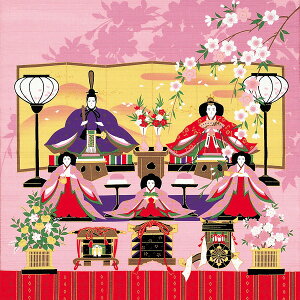 \5%OFFクーポン配布中/風呂敷 50cm お雛様 おひなさま 桃の節句 ひなまつり シャンタン ふろしき 綿100% チーフ彩時記 ピンク 名入れ可 日本製 おしゃれ かわいい 和柄 お弁当 タペストリー 風呂敷専門店 プチギフト ポイント消化 メール便 送料無料 バレンタイン 2021