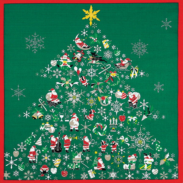 \5%OFFクーポン配布中/風呂敷 50cm クリスマス チーフ彩時記 綿シャンタンふろしき グリーン 名入れ可 日本製 お弁当 チーフ ラッピング タペストリー 風呂敷専門店 お土産 プチギフト ポイント消化 メール便 送料無料 バレンタイン 2021