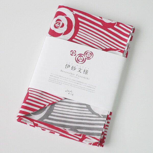 \5%OFFクーポン配布中/風呂敷 大判 サイズ 三巾 104cm 伊砂文様 両面染め 綿 ふろしき 椿 アカ/グレー 名入れ可 日本製 おしゃれ かわいい 和柄 エコバッグ 風呂敷バッグ リュック 子供 一升餅 一生餅 1歳 誕生日 むす美 メール便 送料無料 バレンタイン 2021