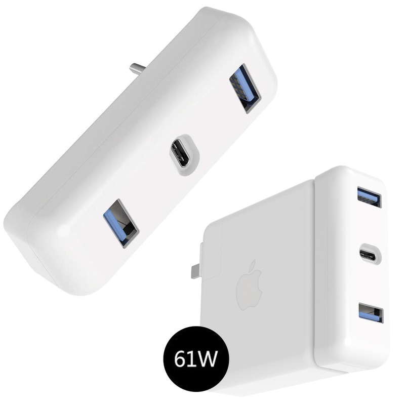 ロアインターナショナル HyperDrive Apple 61W USB-C電源アダプタ用USB-C Hub 充電器 ACアダプタ 変換 iPhone iPad Macbook Pro コンパクト 在宅 テレワーク ビジネス ホワイト