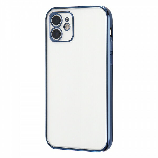 FIT iPhone 12 国内メーカー品 Perfect Fit メタリック ケース ブルー シンプル スマホケース 携帯ケース けいたいケース アイフォン12 ドコモ au ソフトバンク