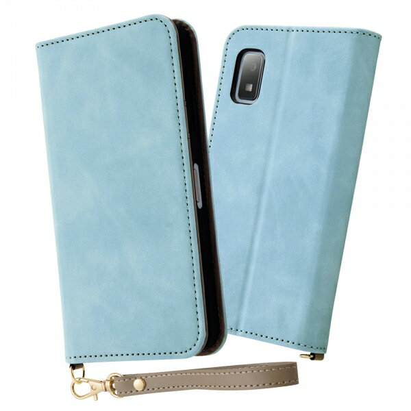 AQUOS wish3 国内メーカー品 ケース カバー AQUOSwish3 シャープ アクオス ウィッシュスリー 携帯ケース 手帳型レザーケース Raffine ブルー 楽天モバイル docomo ドコモ ワイモバイル SH-53D A302SH アンドロイド