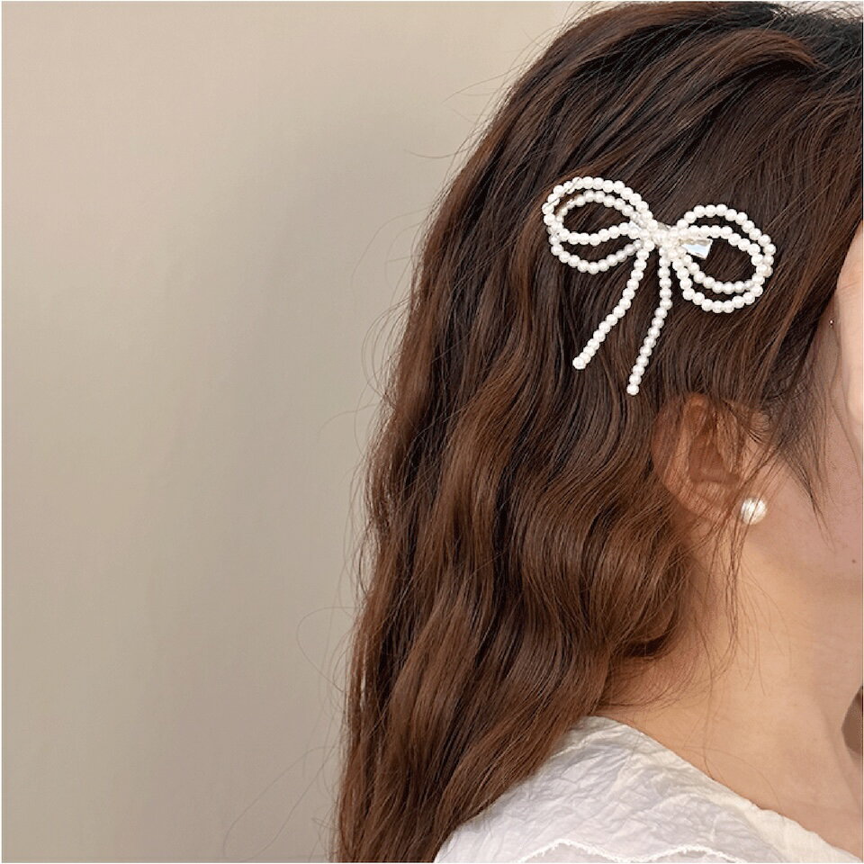 乐天商城 - 【BanchaBancha パールリボンクリップ ダブル】ヘアアクセサリー 髪留め レディース ガーリー 装飾 ワンポイント アレンジ ファッション 雑貨 おしゃれ きれいめ シンプル 大人 かわいい 韓国 セール プチプラ 10代 20代