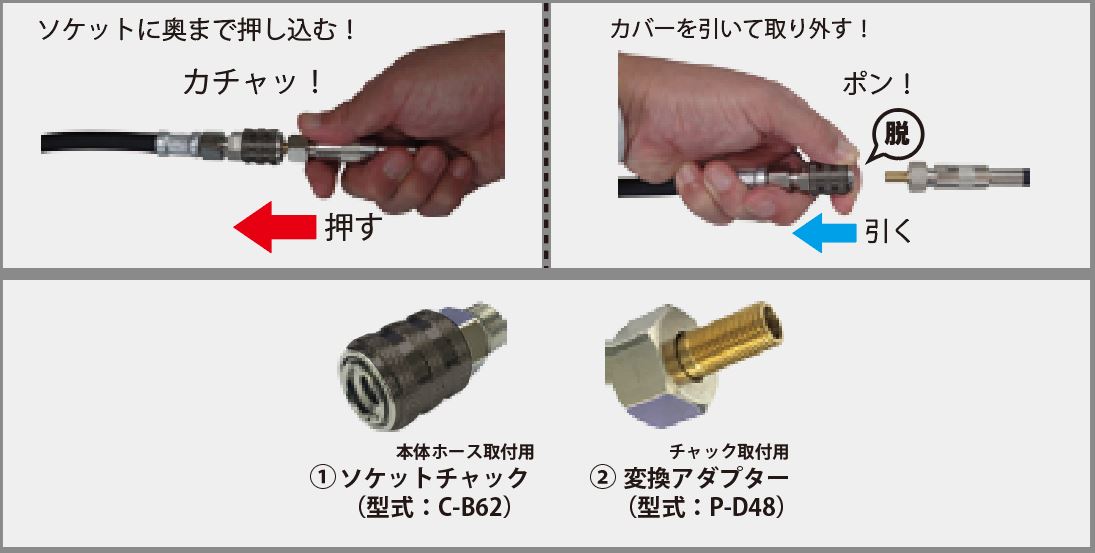 旭産業 大型車Wタイヤ外側用エアーチャック　オープン式　エアチャック　C-E77