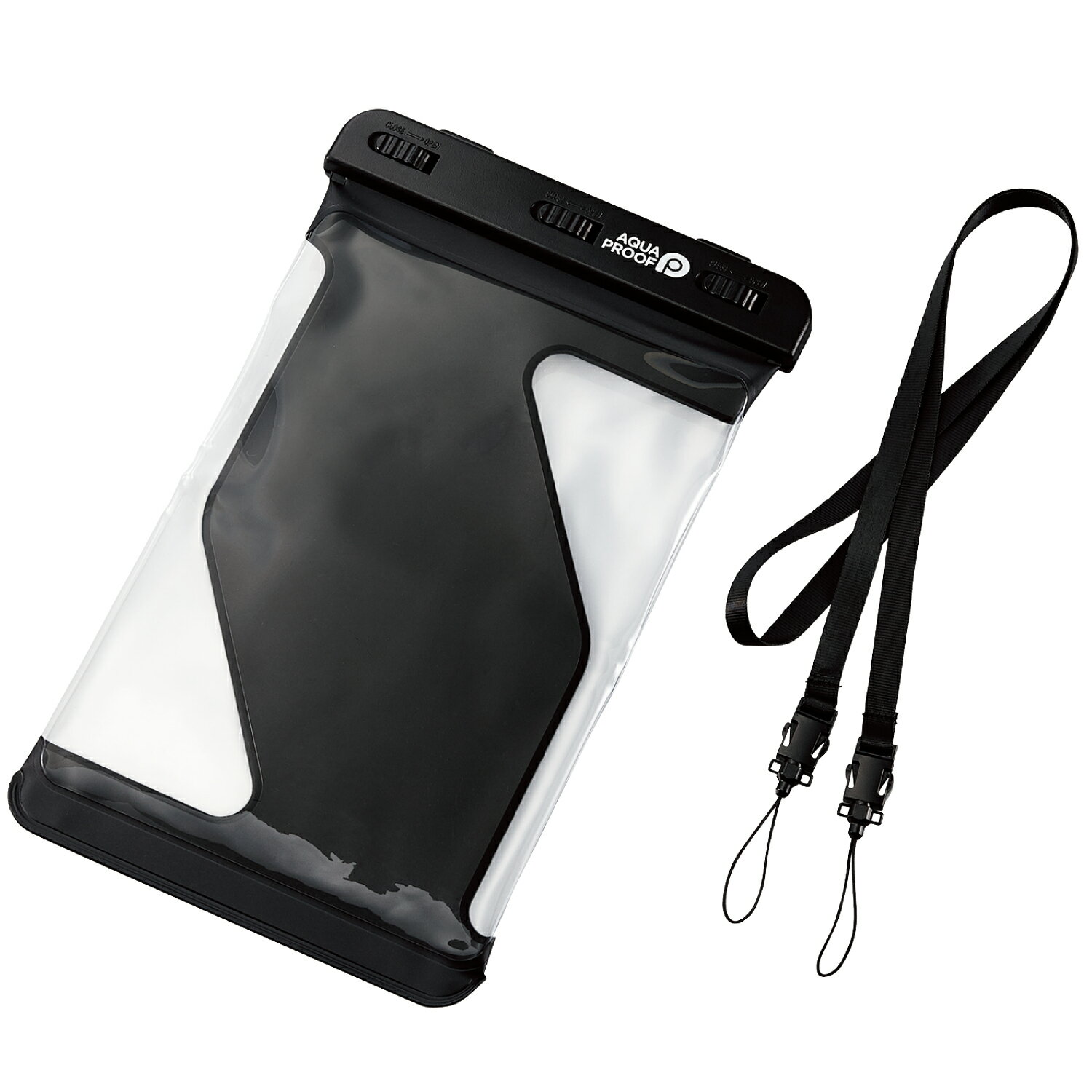 [ELECOM]タブレットケース 防水ケース 汎用 IPX8 ネックストラップ付き 【 iPad Android 等 7.0〜8.3インチの タブレット 対応 】 ブラック TB-WPSR08BK/TBWPSR08BK
