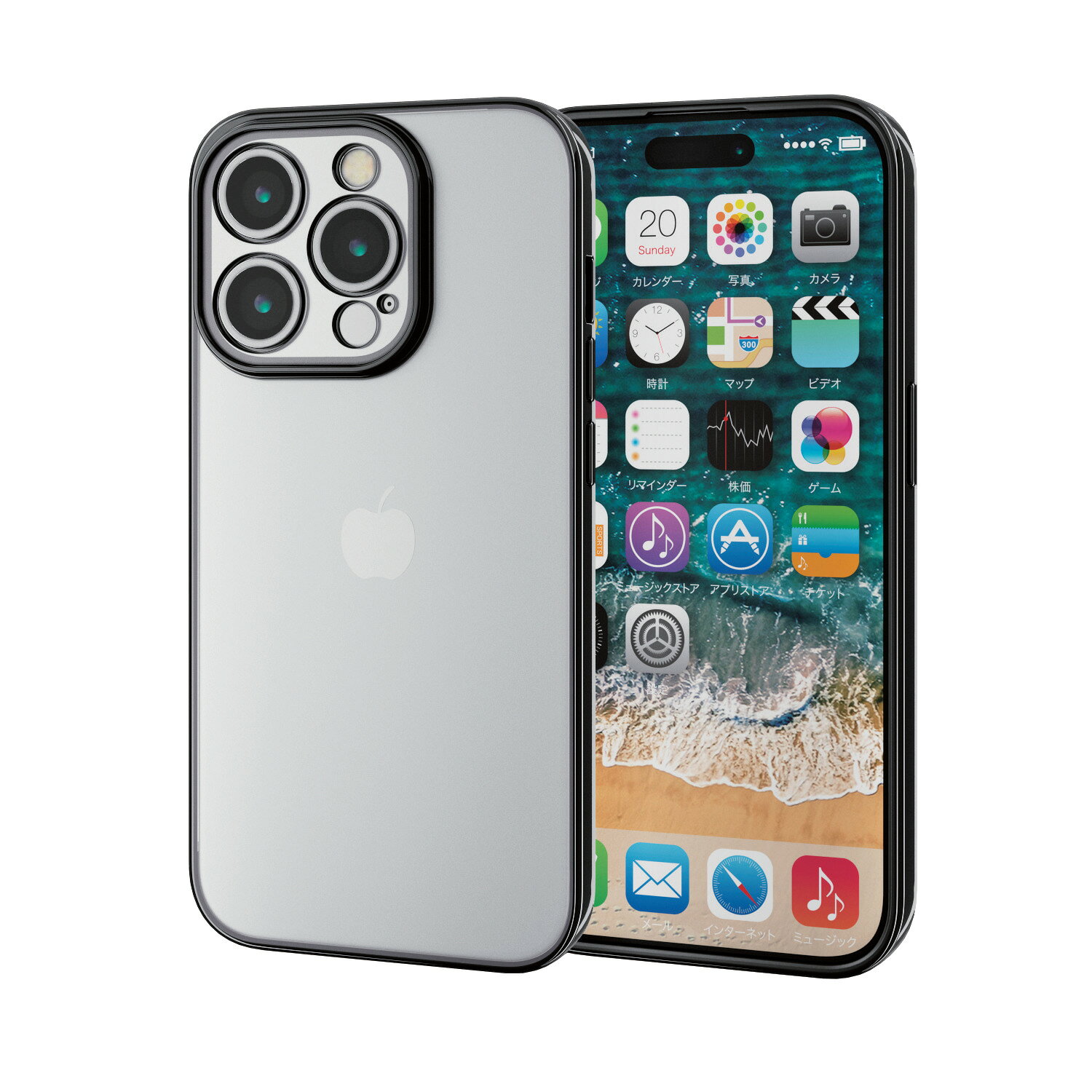 Rakuten - [ELECOM]iPhone 15 Pro 用 ケース ソフト カバー カメラレンズ保護設計 ストラップホール付 メタリック加工 背面クリア 極限設計 メタリックブラック PM-A23CUCTMKBK/PM-A23CUCTMKBK