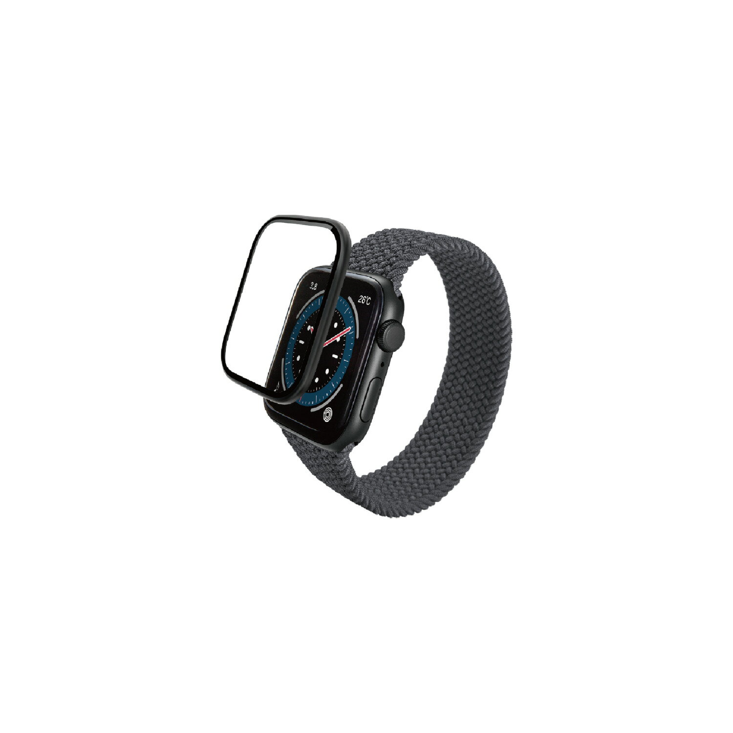 [ELECOM]アップルウォッチ ガラス フィルム 【 Apple Watch SE 第2世代 / SE / Series 6 44mm 対応 】 全面保護 表面硬度10H 高透明 フレーム付 指紋防止 ブラック AW-23DFLGFALBK/AW23DFLGFALBK(2)