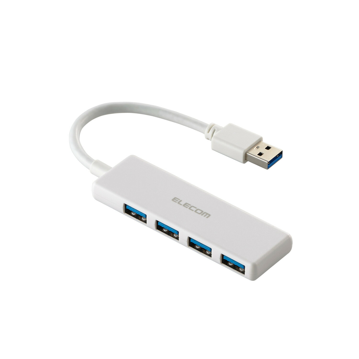 [ELECOM]USB ハブ USB3.2 Gen1 ( USB-A ×4 ) バスパワー コンパクト 薄型 【 USBポート 搭載 Windows 11 10 Mac PC MacBook Surface 等対応 】 ケーブル長10cm ホワイト U3H-H040WH/U3HH040WH