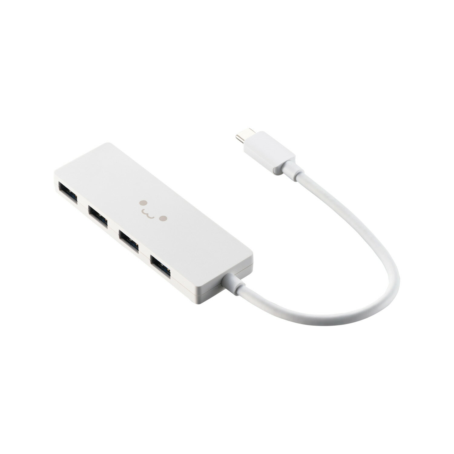 [ELECOM]Type-C ハブ USB3.2 Gen1 USB-A ×4 バスパワー 薄型 【 USB-C ポート搭載 MacBook mac Surface Windows iPhone iPad 等対応 】 ケーブル長15cm しろちゃん U3HC-H040WF/U3HCH040WF