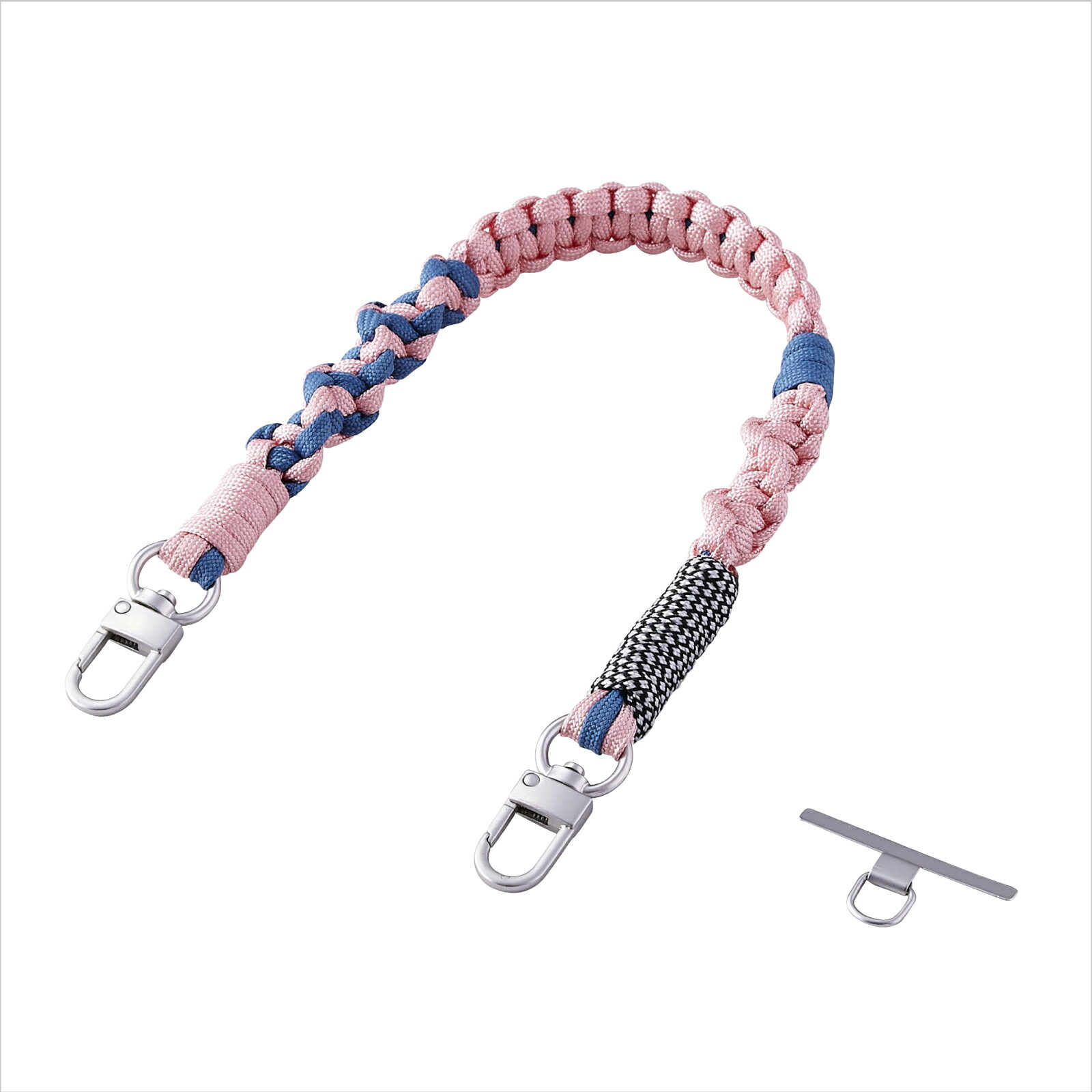 Neck - [ELECOM]スマホストラップ 編みロープタイプ ハンドストラップ 手首 落下防止 ストラップホルダーシート付き iPhone/Android対応 携帯ストラップ ピンク P-STHKNPN/PSTHKNPN