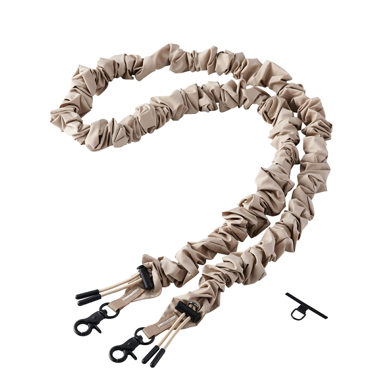 [ELECOM]スマホストラップ シュシュ風デザイン スポーティー 軽量 ショルダー 首掛け 長さ調整可 ストラップホルダーシート付 iPhone/Android対応 ベージュ P-STSDH1SCOBG/PSTSDH1SCOBG