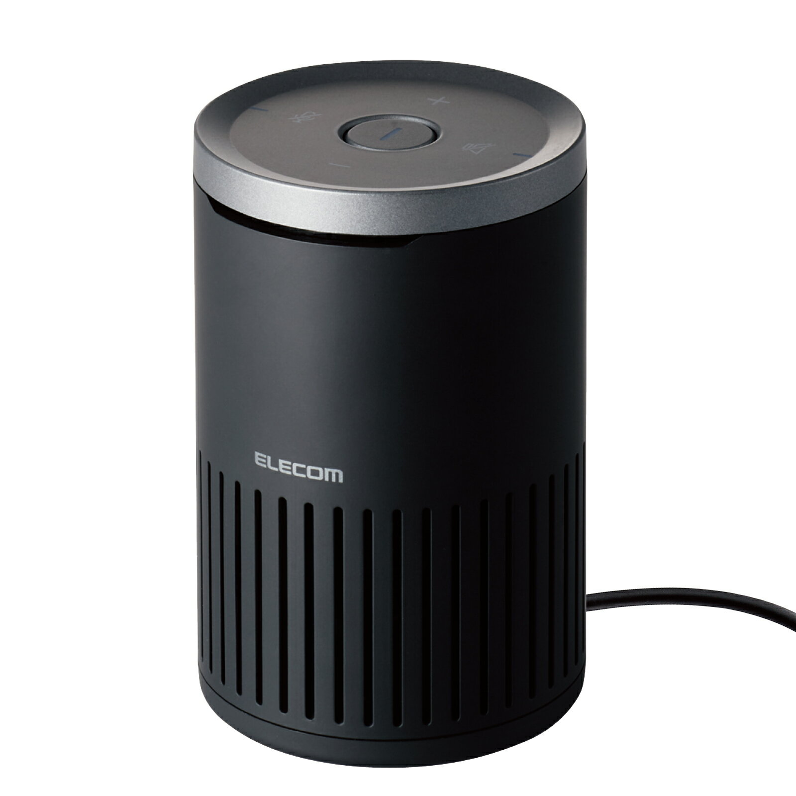[ELECOM]会議用 スピーカーフォン 有線 USB-A Web会議用 4～6人 360度全方向集音 エコーキャンセラー ノイズリダクション オートゲイン 円筒形 350mL缶サイズ ブラック HS-SP02M2BK/HSSP02M2BK