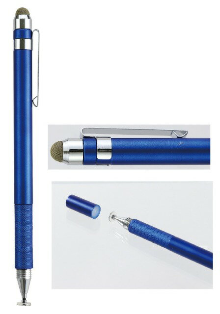 ディスクタイプと金属繊維の2WAYタッチペン　145×10mm(ディスクペン先径7mm、導電繊維先径7mm)　