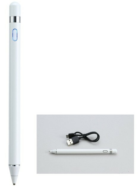 ペン先が細く書きやすい充電式のタッチペン充電タイプ/USB　microB 充電時間/1.5時間　使用可能時間/約15時間　150×9.5mm　