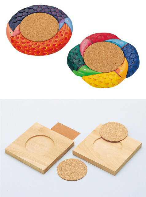 ★マラソン期間中ポイント10倍/木彫コースター2枚組【30617】　アーテック