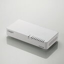 エレコム Giga対応スイッチングHub/8ポート/プラスチック筐体/磁石付き/電源内蔵モデル/ホワイト EHC-G08PN2-JW