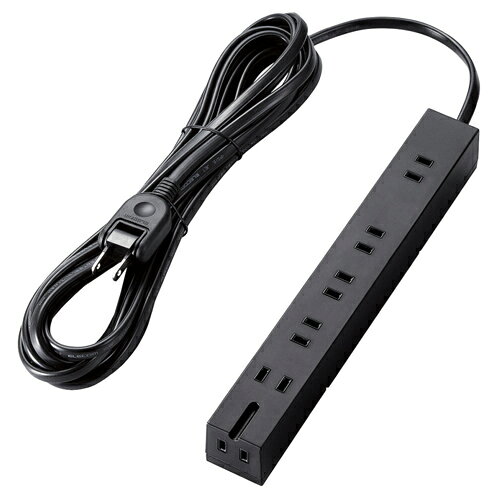 Rakuten - [ELECOM]回転機能タップ/6個口(内3ピン1)/5m/ブラック T-KF01-2650BK/TKF012650BK