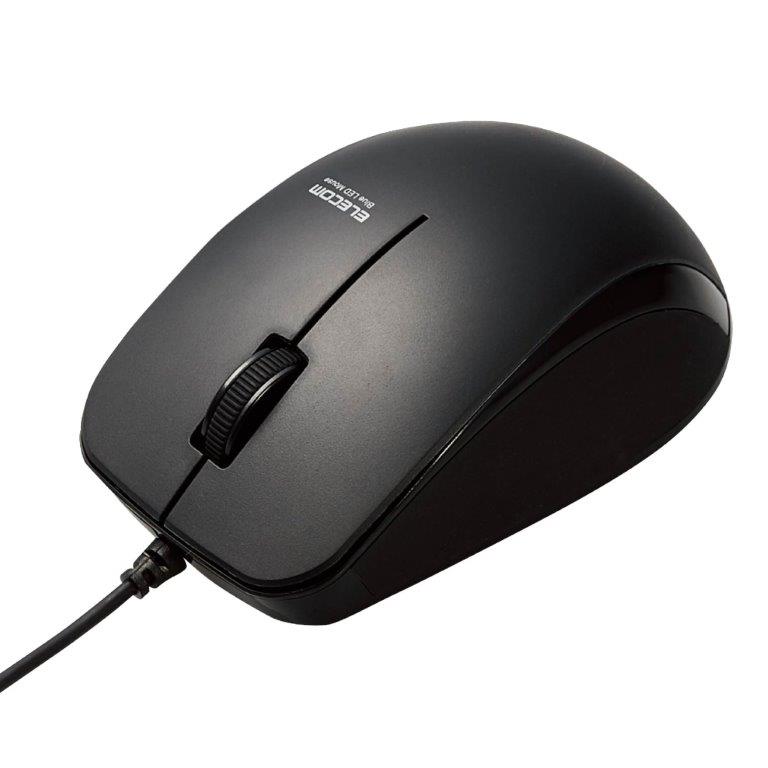 マウス 有線 抗菌 ブルーLED 3ボタン Mサイズ ケーブル長1m ブラック M-BL27UBKBK/MBL27UBKBK