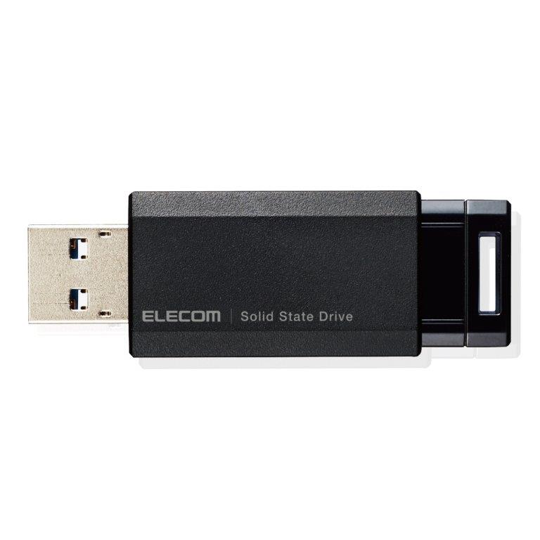 ★マラソン期間中ポイント10倍！ ELECOM SSD 外付け ポータブル 1TB 小型 ノック式 USB3.2(Gen1)対応 ブラック PS4/PS4Pro/PS5 ESD-EPK1000GBK/ESDEPK1000GBK