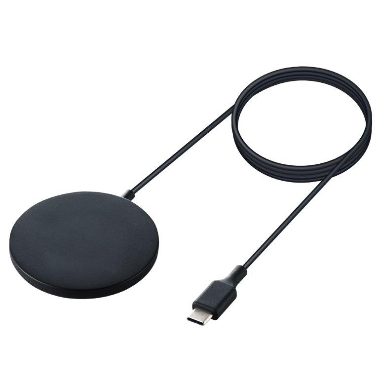 [ELECOM]ワイヤレス充電器 7.5W マグネット内蔵 卓上 ケーブル一体型 iPhone Airpods 1m ブラック W-MA02BK/WMA02BK
