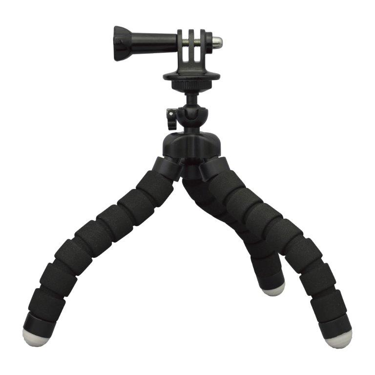 [ELECOM]GoPro HERO9/8/7/6/5/MAX用 マウント 自撮り棒 フレキシブル 三脚 軽量 小型 立てる 巻き付ける 挟む アクションカメラ用 AC-TPFL01BK/ACTPFL01BK
