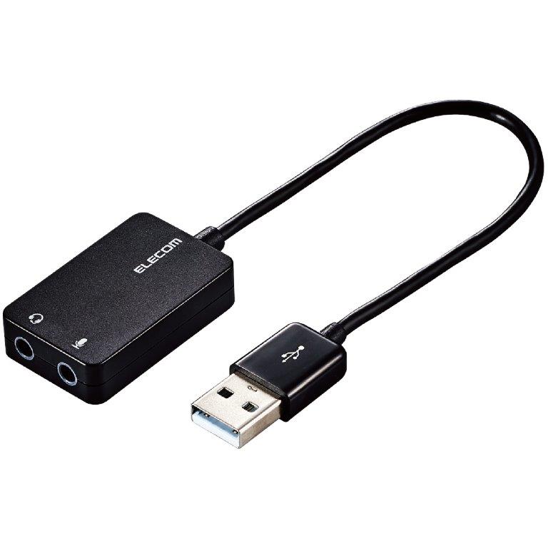 [ELECOM]オーディオ変換アダプタ USB-φ3.5mm オーディオ出力 マイク入力 ケーブル付