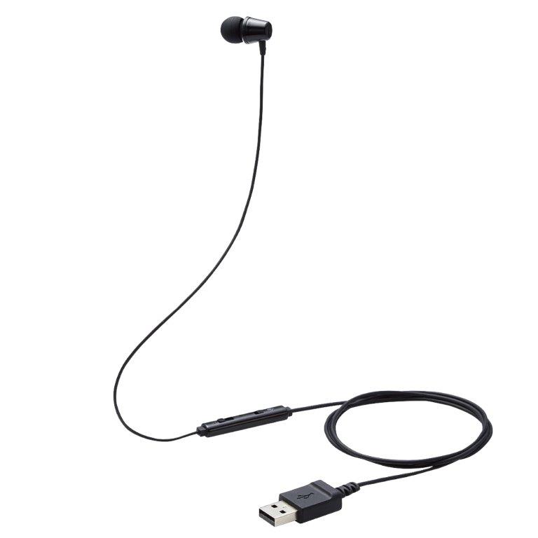 [ポイント10倍][ELECOM]イヤホン 子供用 片耳 有線 マイク付 高耐久 USB 低音量仕様 ミュートスイッチ付 オンライン学習 ブラック HS-KD06UBK/HSKD06UBK