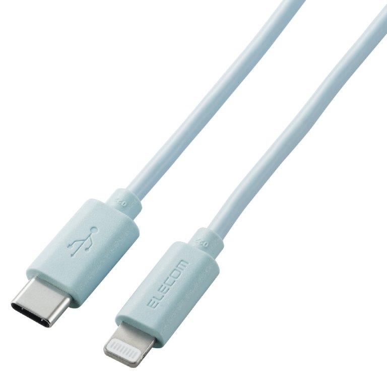 Rakuten - [ELECOM]ライトニングケーブル Type-C-Lightning 1m ブルー U2C-APCL10BU/U2CAPCL10BU