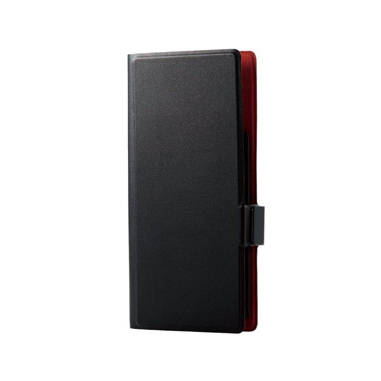 Rakuten - [ELECOM]スマホケース 汎用 マルチケース Lサイズ レザー 手帳型 マグネット開閉 スライド式 スタンド機能 薄型 軽量 ストラップホール付 ブラック P-05PLFUSBK/P05PLFUSBK
