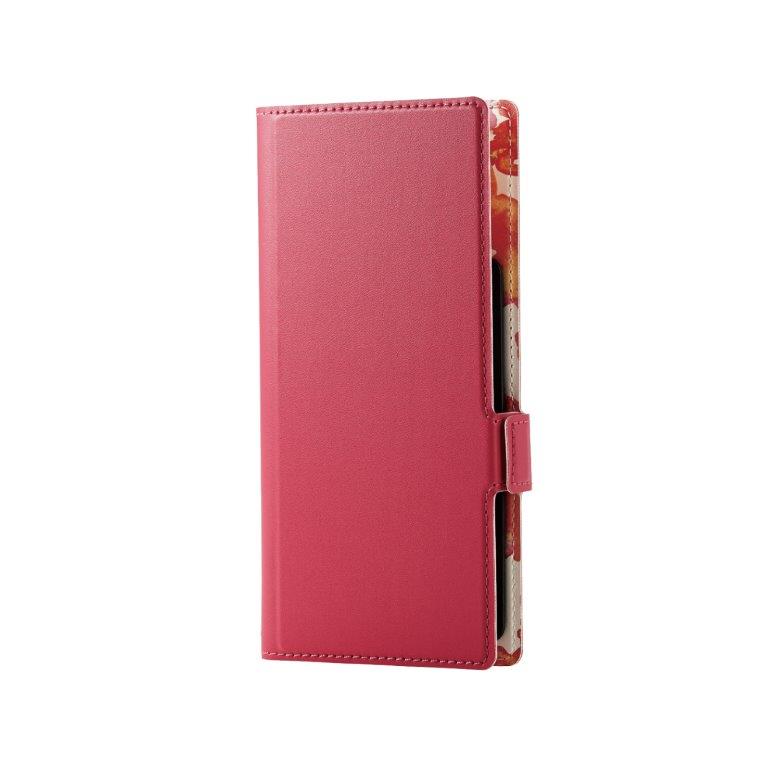 Rakuten - [ELECOM]スマホケース 汎用 マルチケース Lサイズ レザー 手帳型 マグネット開閉 スライド式 スタンド機能 薄型 軽量 花柄 ストラップホール付 ディープピンク P-05PLFUSJPND/P05PLFUSJPND