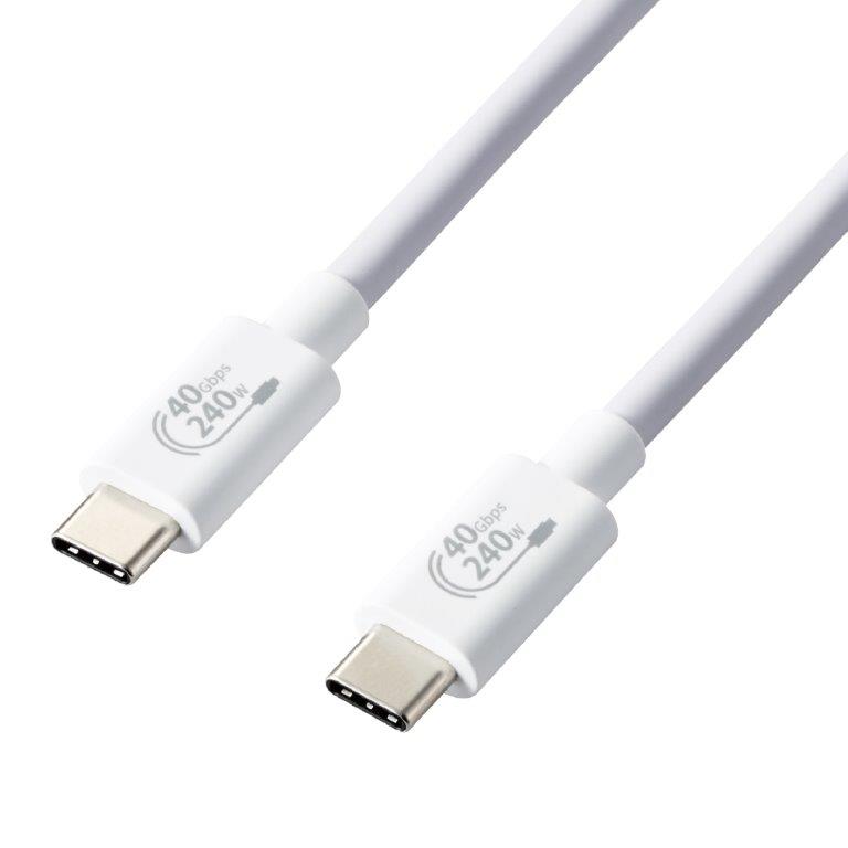 Rakuten - [ELECOM]USB Type-cケーブル 4.0 PD EPR対応 240W （USB-C to USB-C） 1m ホワイト USB4-CCPE10NWH[317]/USB4CCPE10NWH