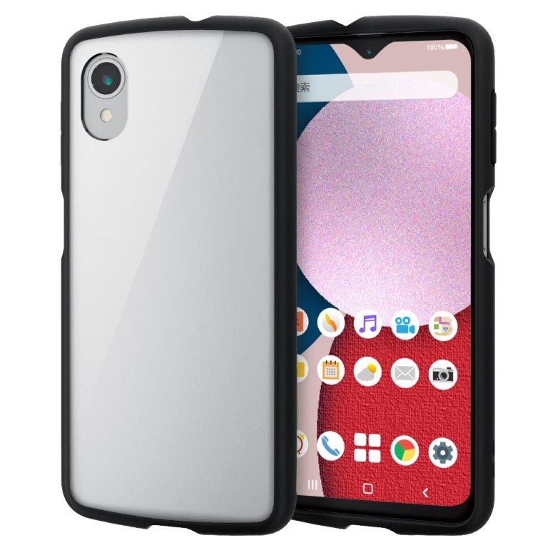 Rakuten - [ELECOM]Galaxy A23 5G ( SC-56C / SCG18 ) ケース カバー ハイブリッド 耐衝撃 衝撃吸収 軽量 薄型 ストラップホール付 背面クリア フレームカラー ブラック PM-G227TSLFCBK/PMG227TSLFCBK