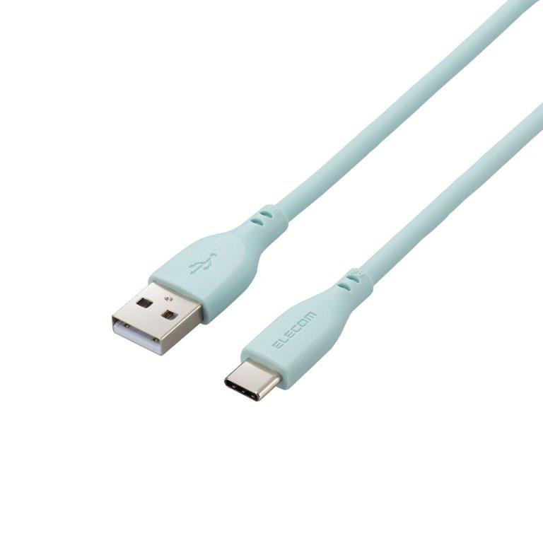 Rakuten - [ELECOM]タイプC ケーブル USB A to Type C 2m 断線しにくい シリコン素材 【 Galaxy Xperia AQUOS その他 Android スマホ タブレット 等対応 】 パールグリーン MPA-ACSS20GN/MPAACSS20GN