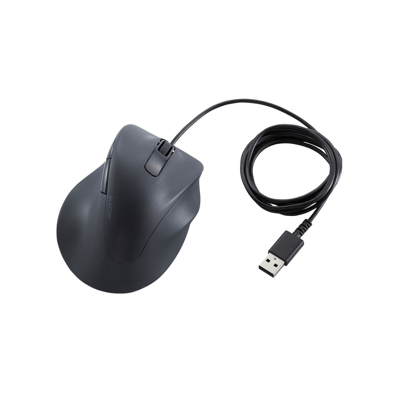 [ELECOM]有線 マウス 静音 5ボタン 右手専用 【 Windows 11 10 mac Chrome 対応 】 抗菌 Lサイズ EX-G ブラック M-XGL30UBSKBK/MXGL30UBSKBK