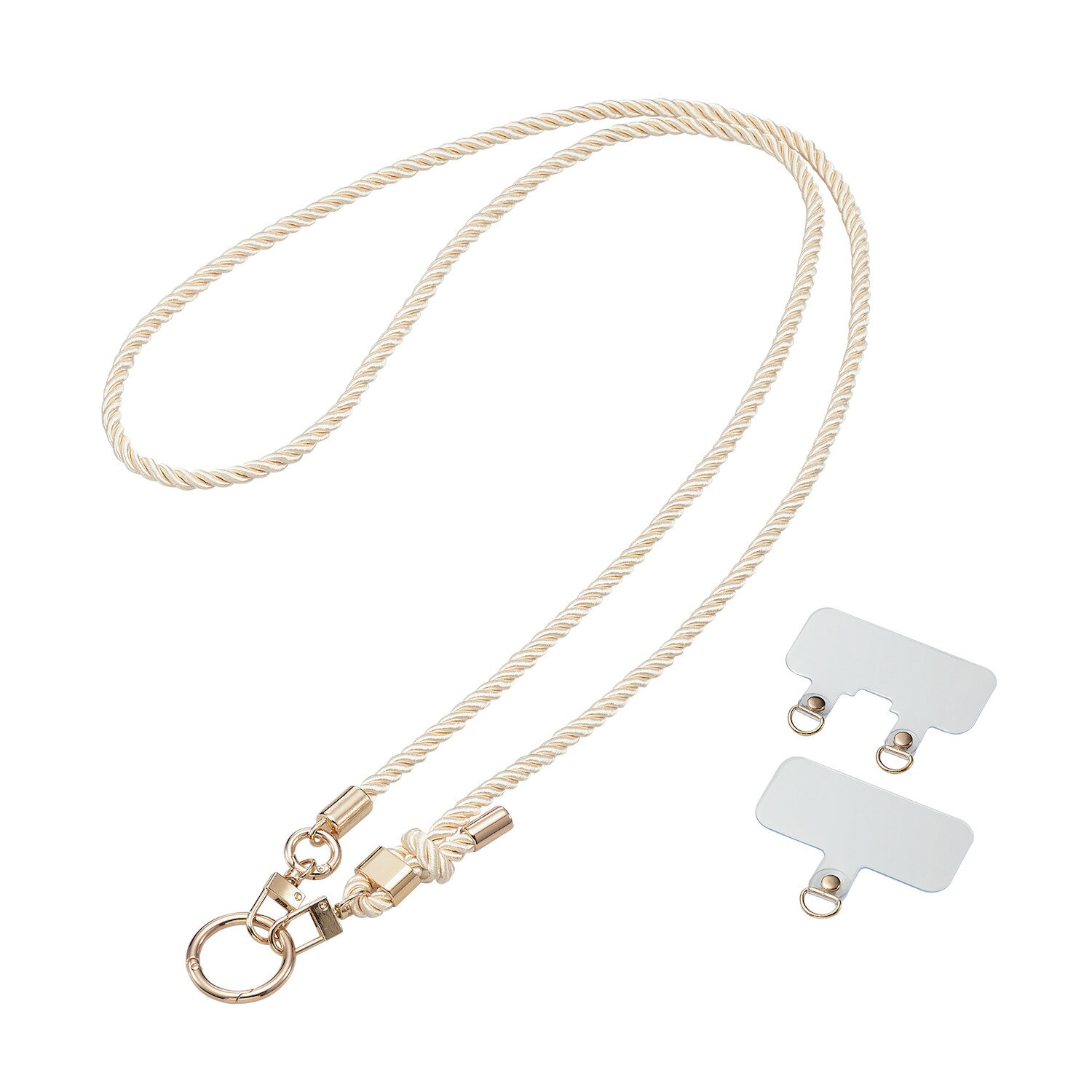 [ELECOM]スマホ ショルダー ストラップ 43〜76cm 長さ調整可 ストラップシート付 組みひもタイプ 首掛け 肩掛け 斜め掛け 落下 盗難 紛失防止 &me ベージュ P-STSDH2RGBE/PSTSDH2RGBE