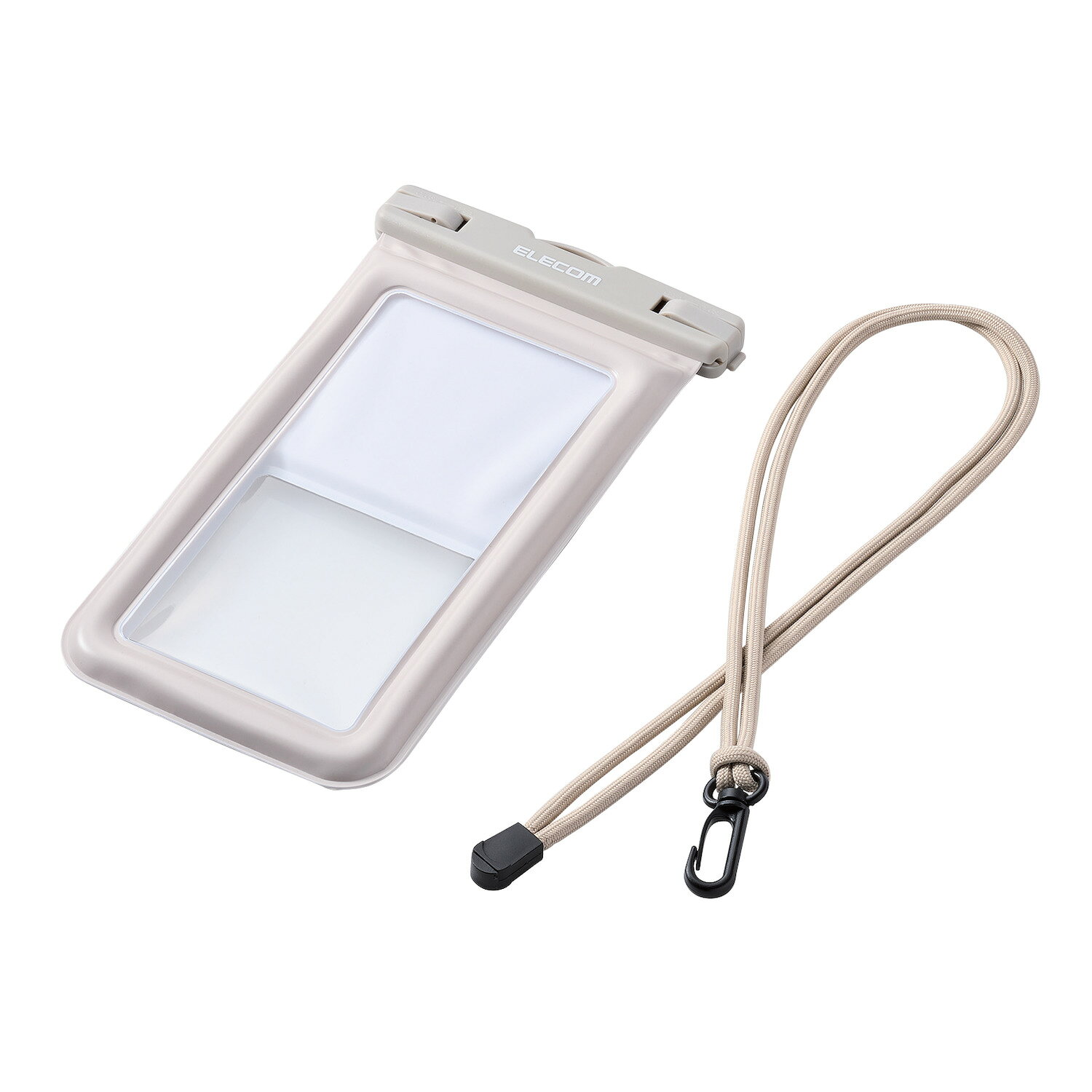 樂天商城 - [ELECOM]防水スマホケース 防水ポーチ IPX8 水没防止設計 顔認証対応 ( 防水ケース ×1 ショルダーストラップ ×1) 【 ~6.9インチ スマホ 対応】 グレージュ P-WPSF05GB/PWPSF05GB