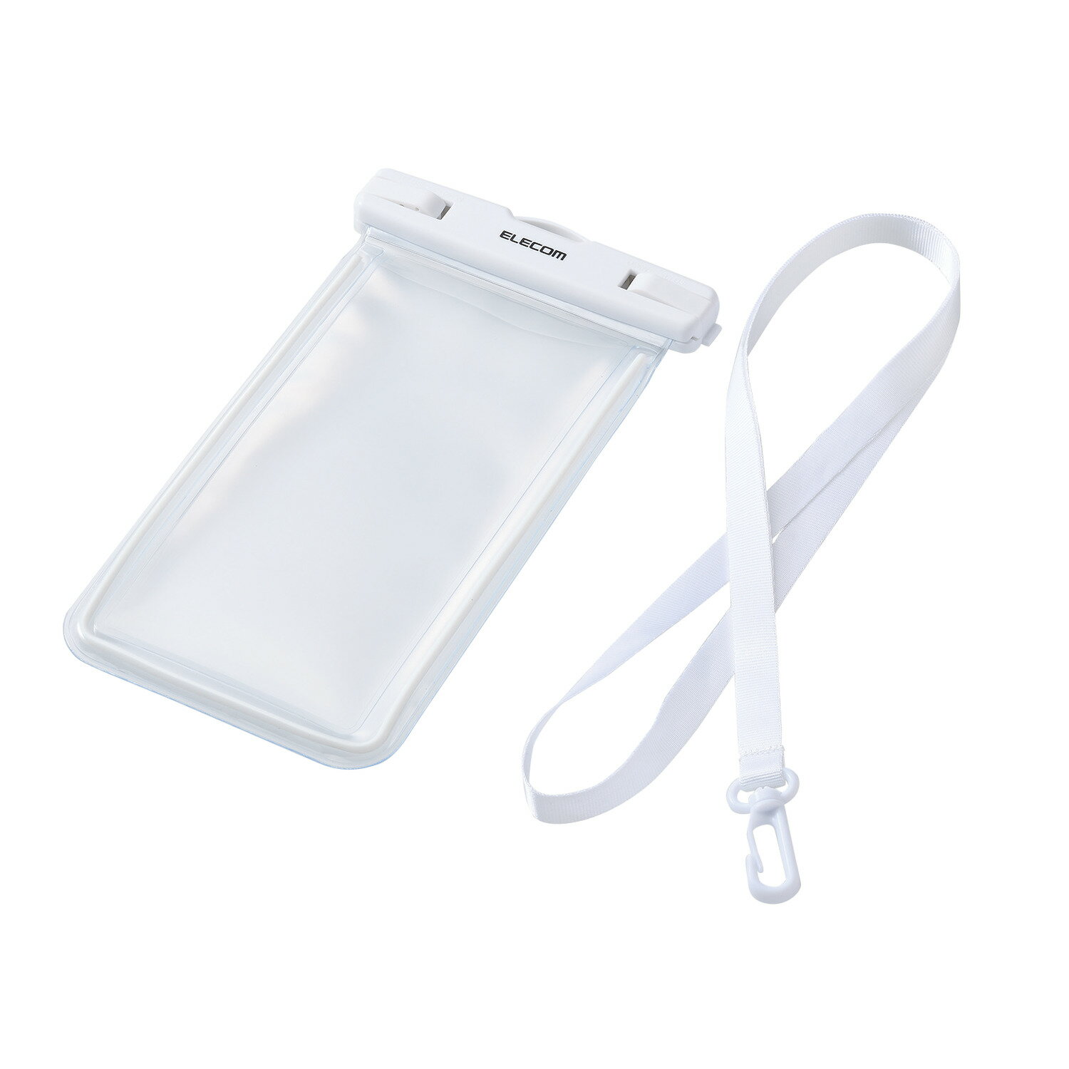 [ELECOM]防水スマホケース 防水ポーチ IPX8 暗闇で光る 蓄光機能 顔認証対応 ( 防水ケース ×1 ショルダーストラップ ×1) 【 ~6.9インチ スマホ 対応】 ホワイト P-WPSL05WH/PWPSL05WH