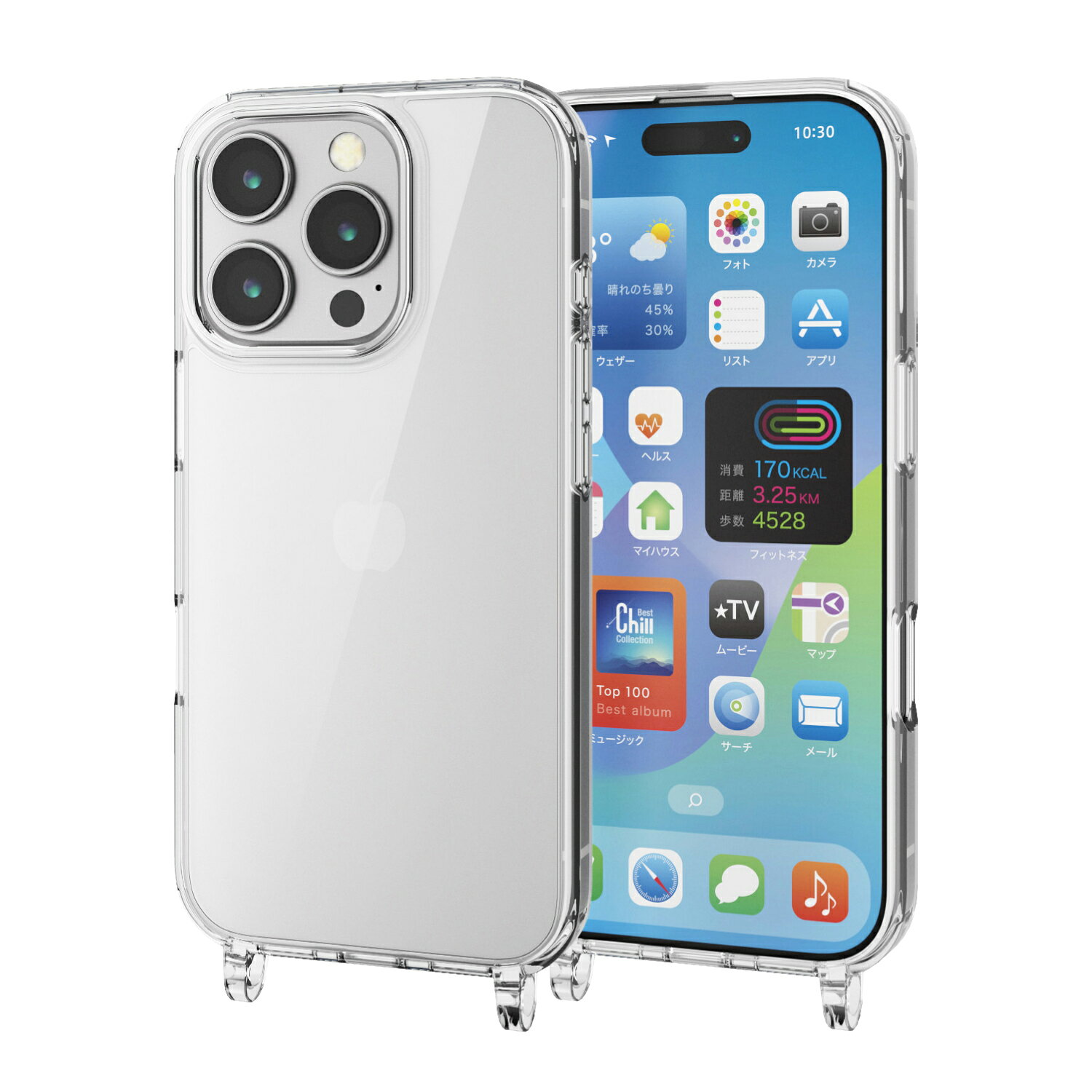 Rakuten - [ELECOM]iPhone 16 Pro ケース ハイブリッド 衝撃吸収 カメラレンズ保護設計 ショルダーストラップホール付 硬度5H クリア PM-A24CHVCKSHCR/PMA24CHVCKSHCR