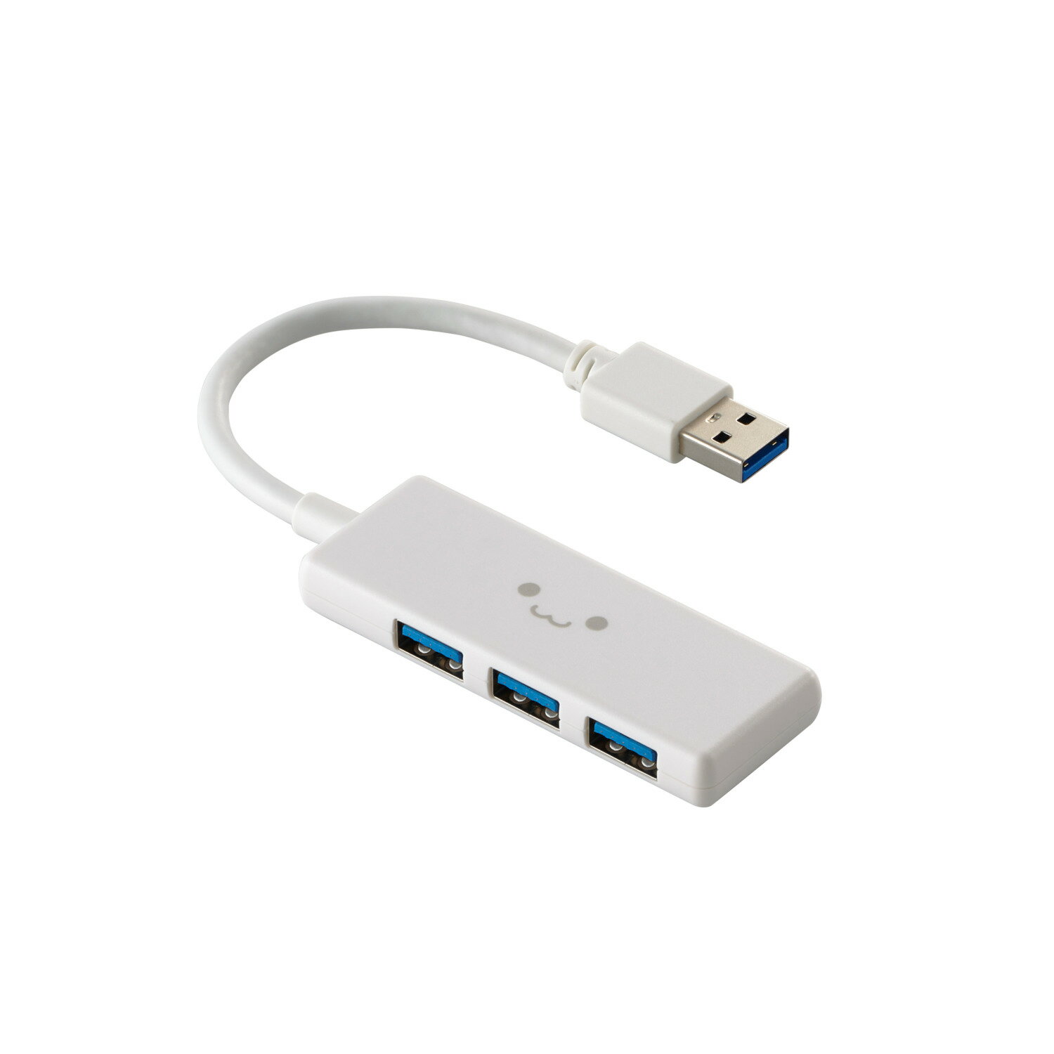 [ELECOM]USB ハブ USB3.2 Gen1 USB-A ×3 バスパワー コンパクト 【 USBポート 搭載 Windows 11 10 Mac PC MacBook Surface 等対応 】 ケーブル長10cm しろちゃん U3H-H030WF/U3HH030WF