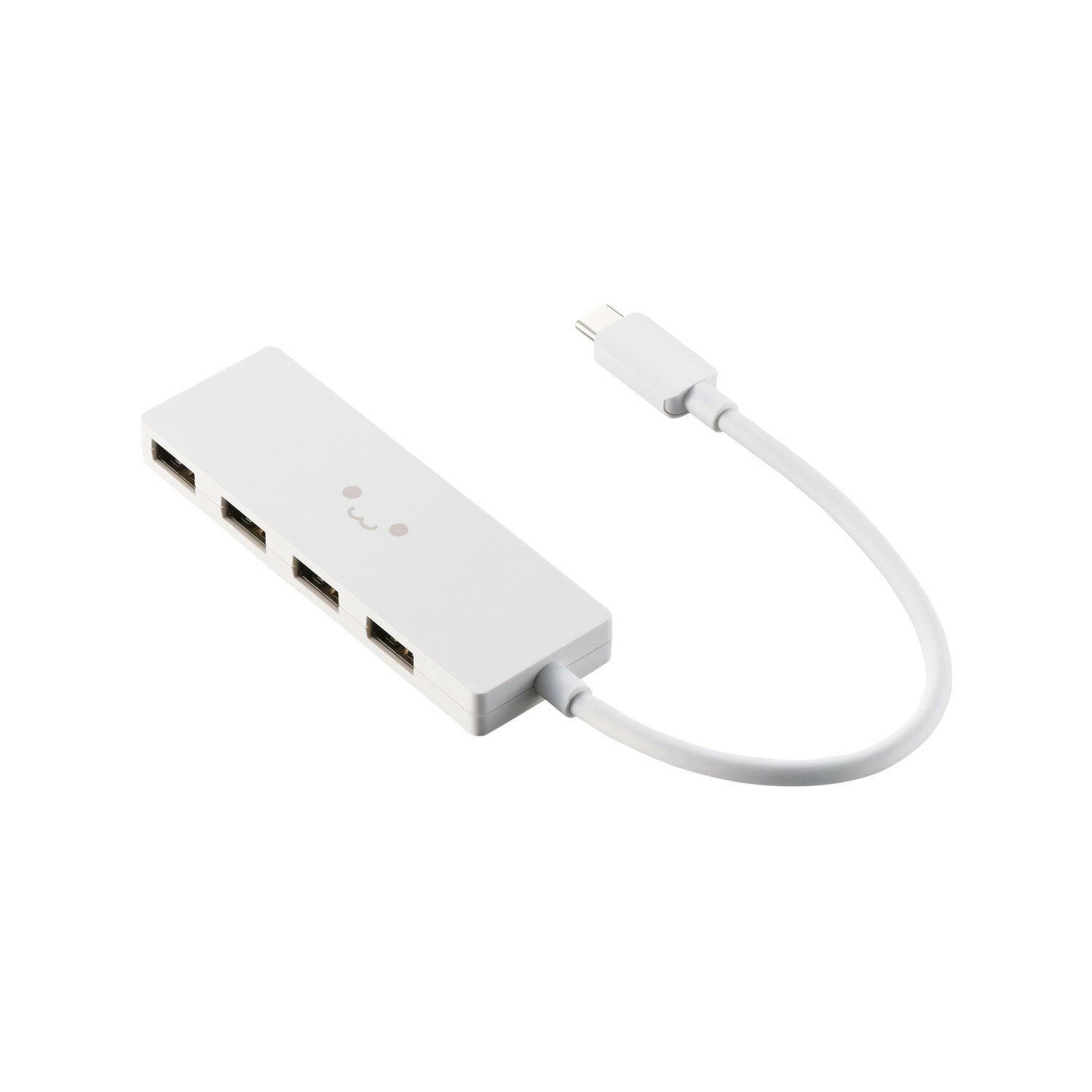 [ELECOM]Type-C ハブ USB2.0 USB-A ×4 バスパワー コンパクト 薄型 【 USB-C ポート搭載 MacBook mac Surface Windows iPhone iPad 等対応】 ケーブル長15cm しろちゃん U2HC-H040WF/U2HCH040WF